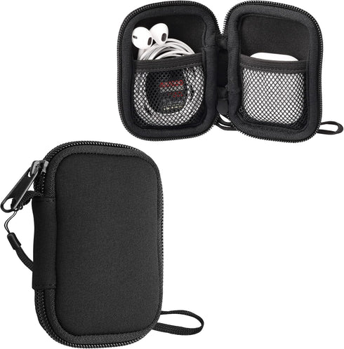 kwmobile Neoprene Case Compatible with in-Ear Headphones - 2.3 x 3.5 inches (6 x 9 cm) Case with Zip - Black...