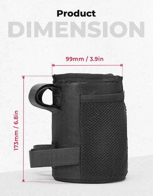 KEMIMOTO Bike Cup Holder, Bicycle Water Bottle Holder for Handlebar, Drink Holder with Mesh Pockets Hold 12-32oz Bottle, Fit for Mountain Bike Roa...