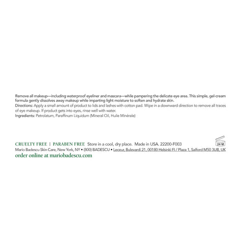 Mario Badescu Eye Makeup Remover Cream - Gentle, Non-Irritating Gel-Cream Waterproof Liner and Mascara Remover - Safe for Contact Lens Wearer - Ve...