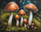Posterizer 1 pcs-cute mushrooms in the wild-oil painting style 3-Floral & Botanical Art-Landscape & Nature Art-Decor for Home & Office- unframed w...