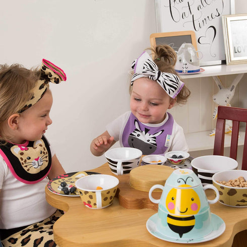 Pavilion Gift Company Izzy and Owie Four Piece Stackable Dinner Set, Leopard...