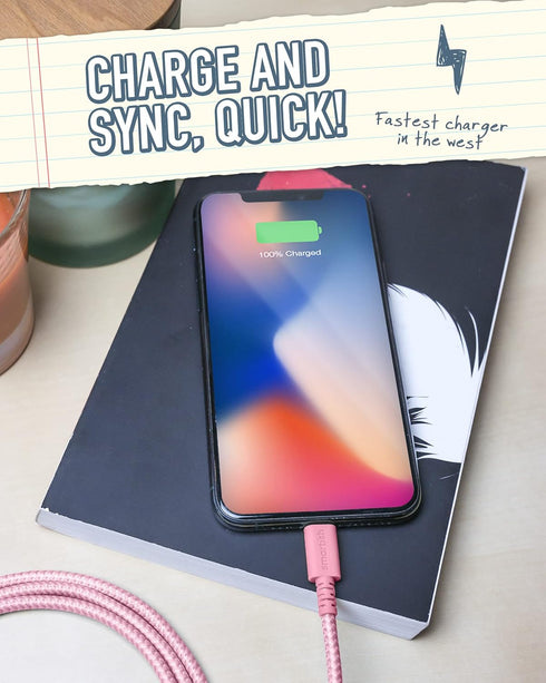 Smartish USB-C to Lightning Cable for iPhone 15/14 - Crown Joule - 6 Foot Universal Fast Fabric Wrapped Charging Cable - Apple MFi Certified for i...