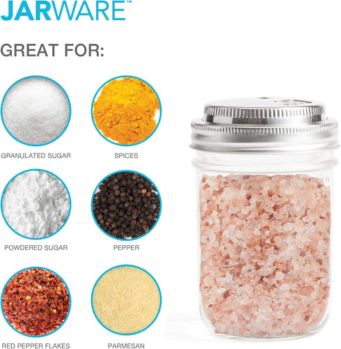 Jarware Stainless Steel Spice Shaker, Wide Mouth Mason Jar Spice Lid...