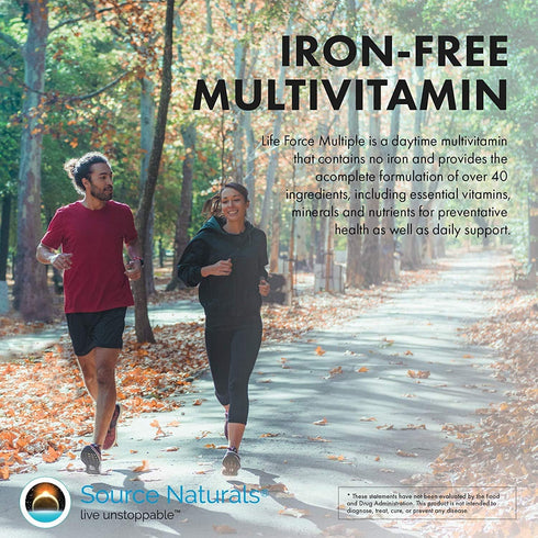 Source Naturals Life Force Multiple Iron Free Daily Multivitamin High Potency Essential Vitamins, Minerals, Antioxidants & Nutrients - Energy & Im...