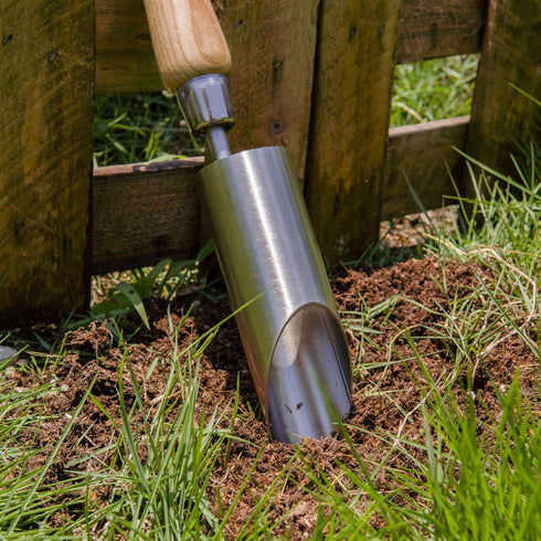 Berry&Bird Bulb Planter Tool, 12" Garden Bulb Transplanter Tool, Stainless Steel Manual Hole Digger with Wooden Handle, Transplanting Agricultural...