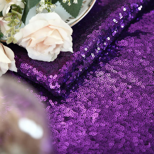 B-COOL Sequin Tablecloths Purple Glitter Tablecloth Mermaid Table Cloths for Halloween Parties Sparkly Wedding Decoration 50x50inch...