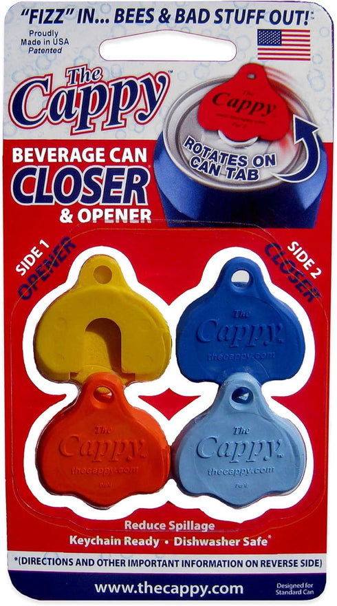 The Cappy – Reusable Beverage Can Lid & Opener (Set of 4) – Fits Most Standard Cans – Blocks Bugs & Debris – Multiple Colors...
