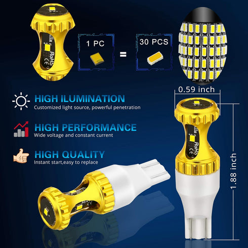 Alla Lighting 3000lm ZES 912 921 LED Reverse Lights Bulbs Xtreme Super Bright 12V SMD T10 T15 906 W16W LED Back-Up Light, 6000K Xenon White...