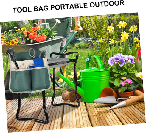 Kneeler Pouch Green Seat Garden Hanging for Cloth with Hand Chair Kneeling Folding Tools Foldable Heavy Dad Organizer Tool Pockets Gardening Bag M...