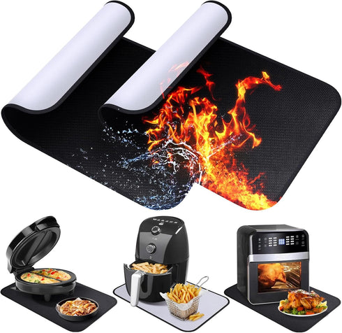 2 Pcs Heat Resistant Mat for Countertop, 15.7" x 23.6" Silicone Countertop Protector Mat, Heat Resistant Mats for Air Fryer, Coffee Maker, Oven, W...