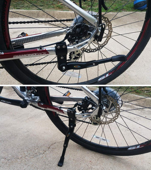 Bike Kickstand Adjustable Aluminium Alloy Bicycle Kickstand Bike Side Kickstand Fit for 22" 24" 26" 28" Mountain Bike/700 Road Bike/BMX/MTB (Black...
