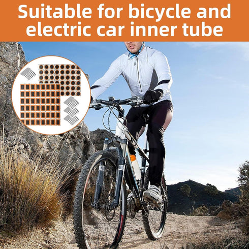 100PCS Bicycle Tube Patch Kit - 96PCS Inner Glueless Bike Tire Repair Patches and 4 Metal Tire Rubbing Files, Flat Tire Repair Kit for Lightweight...