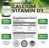 Calcium Supplement with Vitamin D - 1200 mg Calcium Carbonate with 1600 IU of D3 Vitamins - Supports Bone Strength, Teeth & Immune System - Natura...