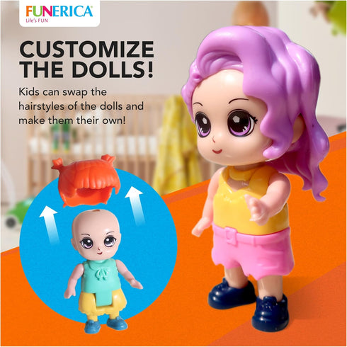 FUNERICA Dollhouse People Figures Playset - Adorable Dollhouse Family Members with Pets, Doctor, and Nurse. Little People Figures Doll House Acces...