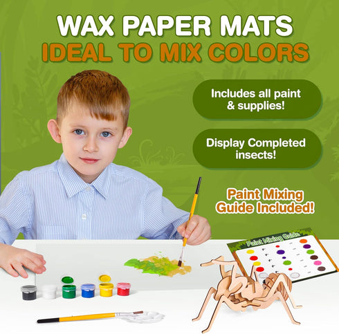 CoolToys Intrepid Insects Paint n' Play 3D Model and Craft Kit - Educational and Fun 3D Wooden Models Building and Painting Set for Kids Ages 6+ -...