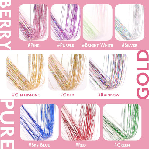 WENNALIFE Hair Tinsel Clip In Hair Tinsel for Girls Purple, 6pcs 24 inch Hair Tinsel Clips Tinsel Hair Extensions Clip in Colorful Glitter Tinsel ...