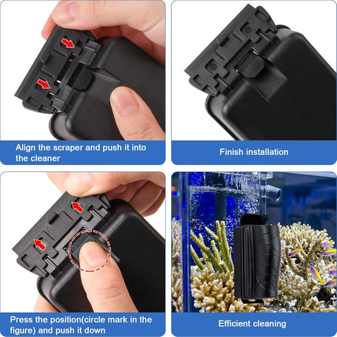 Magnetic Aquarium Glass Cleaner, Magnet Fish Tank Glass Cleaning Tool with 2 Detachable Scrapers Fish Bowl Scrubber Floating Clean Brush for Fresh...