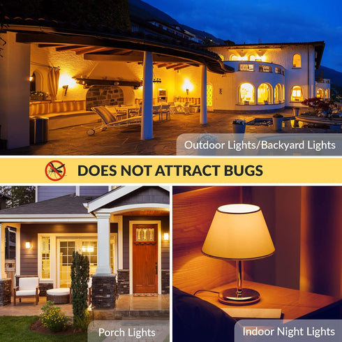Simba Lighting LED Bug Non-Attracting Yellow Bulb 5W 40W Equivalent (4 Pack), Great for Outdoor Porch Light, Patio, Security, Night Light, Amber W...