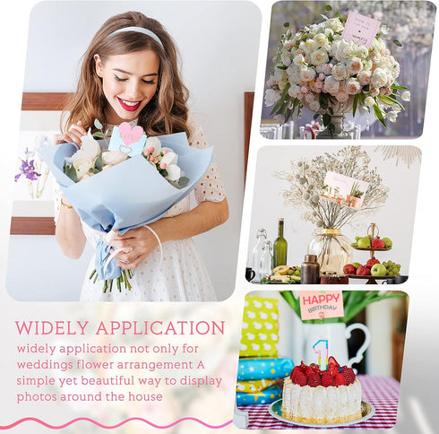 Sunnyray 30 Pieces Metal Wire Floral Picks Wire Place Card Holder Stand 13 Inch Table Name Number Picture Clips Menu Note Memo Holder for Wedding ...