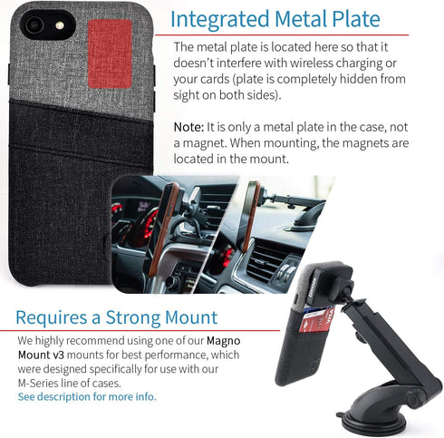 Dockem Wallet Case for iPhone SE 3 (2022), SE 2 (2020) & iPhone 8/7 with Metal Plate for Magnetic Mounting & 2 Card Holder Slots (Luxe M2, Black &...