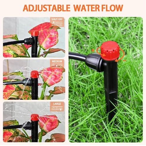 55 Pieces Drip Emitters Stream with Stake for 1/4" Irrigation Tubing: Adjustable 360 Degree Water Flow Irrigation Universal Sprayer Drip Pipe Spri...