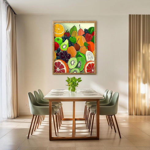 Posterizer 1 pcs-colorful healthy fruits retro drawing style design poster 4-Kitchen & Bar Art-Retro Art- Art for Cafe, Restaurant, Coffee Bar - u...