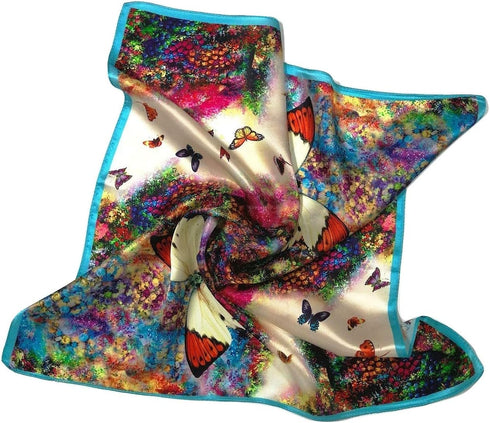 Shanlin Unisex 100% Mulberry Silk Square Scarf in Gift Box (21”x21”)...
