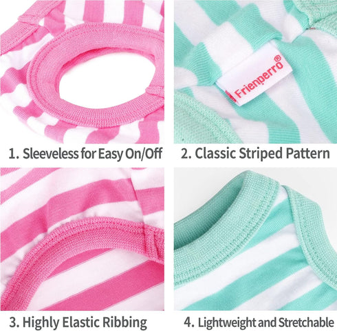 Frienperro Small Dog Shirt, 2-Pack Dog Clothes for Small Dogs Girl, Breathable Cotton Striped Teacup Chihuahua Clothes, Sleeveless Small Yorkie Pu...