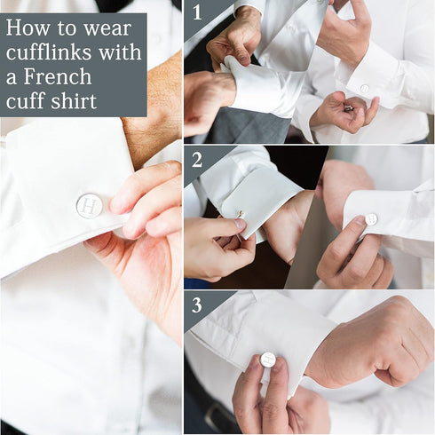 LOYALLOOK Classic Engraved Initial Cufflinks and Tie Clip Bar Set Alphabet Letter Formal Business Wedding Shirts A...
