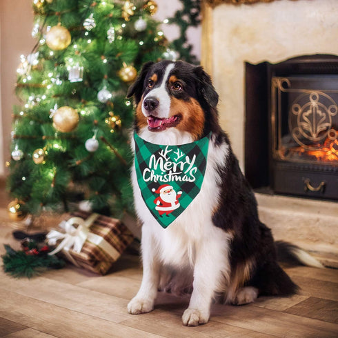 ADOGGYGO 2 Pack Dog Bandana Christmas Classic Buffalo Plaid Dog Scarf Pet Triangle Bibs Christmas Costume Accessories for Small Medium Large Dogs ...