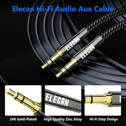 3.5mm AUX Cable 10 Ft/2 Pack (Hi-Fi Sound-Zinc Alloy Case-OD 3.5MM-Ultra Slim&Soft) Auxiliary Stereo Audio Cable Braided 1/8 inch 3.5 mm AUX Cord ...