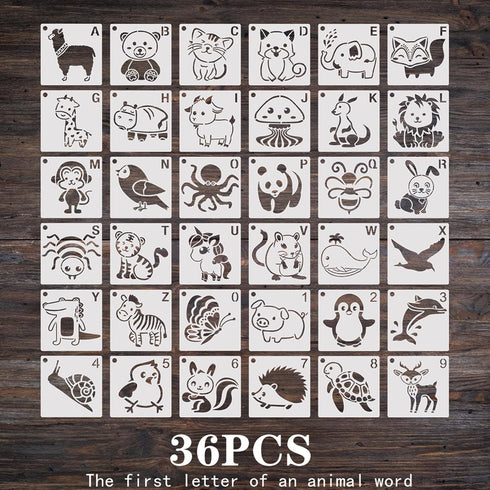 Animal Stencils Reusable Journaling Drawing Template for Creation Painting Education School Projects Scrapbooking, Sidewalk Chalk DIY Crafts on Wo...