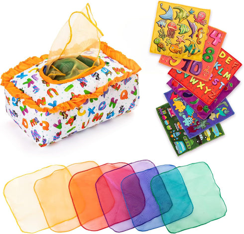 Baby Tissue Box Toy - Baby Toys 6-12 Months - Montessori Toys for Babies 6-12 Months, Infants Contrast Crinkle Sensory Toy for 1 Year Old Boys Gir...
