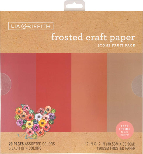 Lia Griffith Frosted Craft Paper, 12" x 12", Stone Fruit Pack 20 Sheets...