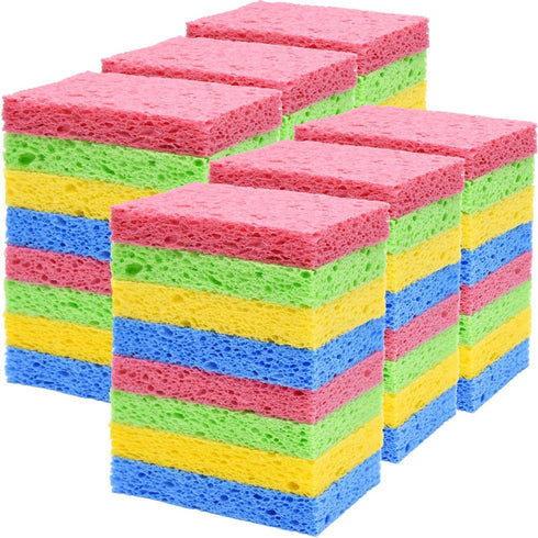 48 Pack Sponges Kitchen Natural Compressed Cellulose Sponges Durable Dish Sponge for Cleaning & DIY for Kids Reusable...