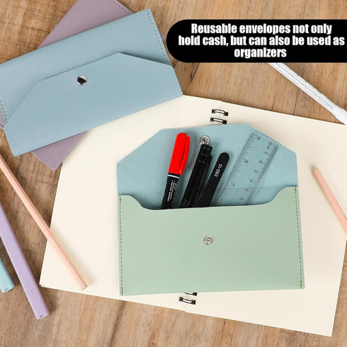 3 PCS Cash Envelope Wallet Cash Money Pouch PU Leather Reusable Budget Envelope Cash Envelope Cash Stuffing Wallet Cash Tip Envelopes Cash Wallet ...