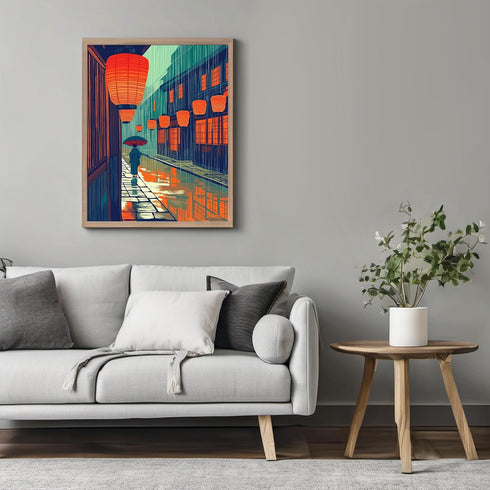 Posterizer 1 pcs-rainy evening scene in a traditional Japanese street 3-Collectibles & Fine Art-Vintage Art- Gift for Men Women Entrepreneur Teens...