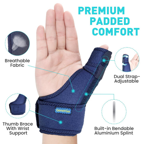 Trigger Thumb Splints - Thumb Spica Support Brace Stabilizer for Carpal Tunnel, Arthritis, Sprains, Strains, Pain Relief - Left or Right Hand...