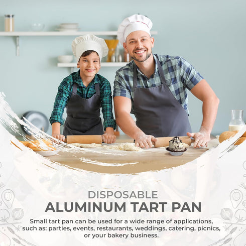 KitchenDance Disposable Aluminum Foil Tart Pan - 3 Inches Round Aluminum Foil Individual Pie Pans for Pies and Tarts - Baking Pans Perfect for Bak...