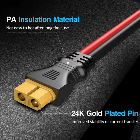 Solar Panel to XT60 Charging Cable(12AWG 9ft), Gonifeto Solar to XT60 Extension Wire for Ecoflow Generator, Solar Connector to Injection Molding X...