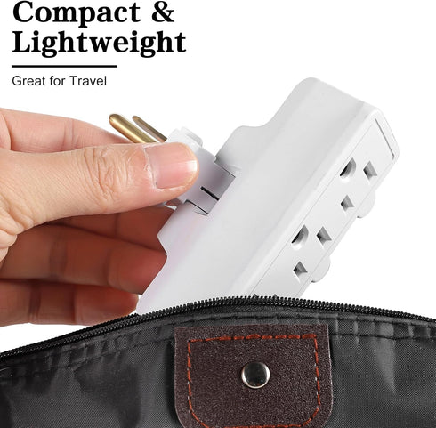 UL Listed 3 Outlet Wall Adapter, FiiMan 3-Prong Grounded 180 Degree Swivel Wall Plug Adapter Adjustable 3 Way Outlet Extender Tap (1 Pack, White)...