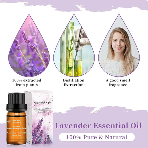 Lavender Essential Oil Single 100% Pure Natural Lavender Oil for Diffuser, Massage, Soap Making 10ML...