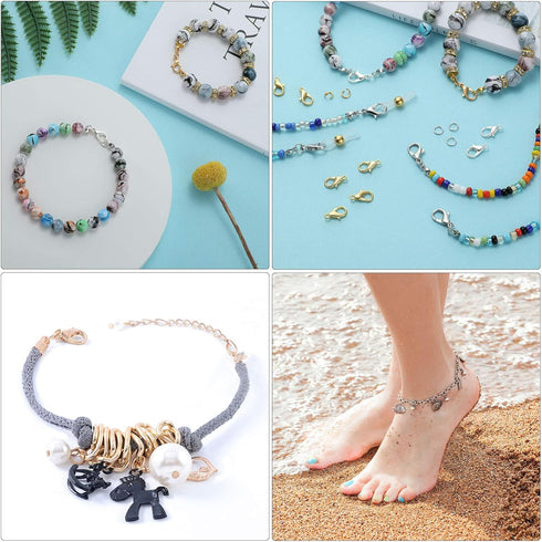300 Pcs Jewelry Findings Kit Alloy Lobster Clasps with Open Jump Rings, Gold and Silver Lobster Claw Clasps Bracelet Necklace Fasteners Hook Jewel...