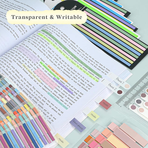 3000Pcs Reusable Transparent Highlighter Tape, Short Highlighting Strips Index Tabs, Aesthetic Sticky Notes for Office School Supplies...