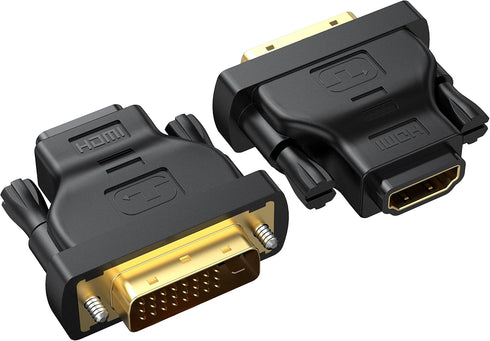 DVI to HDMI Adapter 2-Pack, Bidirectional Female HDMI to DVI-D(24+1) Male Adapter with Gold-Plated for Computer, Monitor, Projector, TV, PS3/4/5 N...