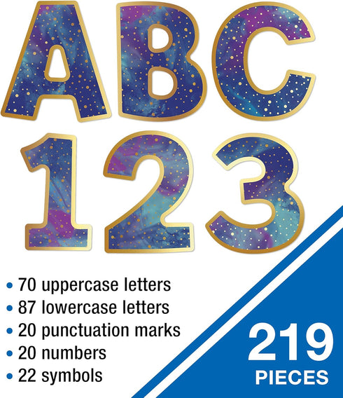 Carson Dellosa 219-Piece 4 Inch Galaxy Marble Cutout Letters for Bulletin Boards, Numbers, Punctuation & Symbols, Space Themed Bulletin Board Lett...