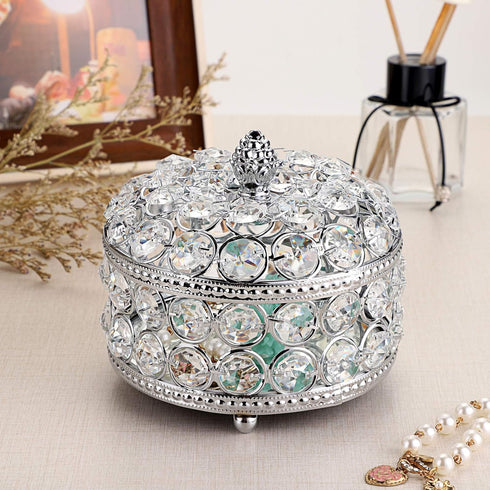 Hipiwe Crystal Mirrored Jewelry Box - Jewelry Trinket Organizer Treasure Box Home Decor Ring Earrings Necklace Storage Holder Chest Keepsake Box,B...