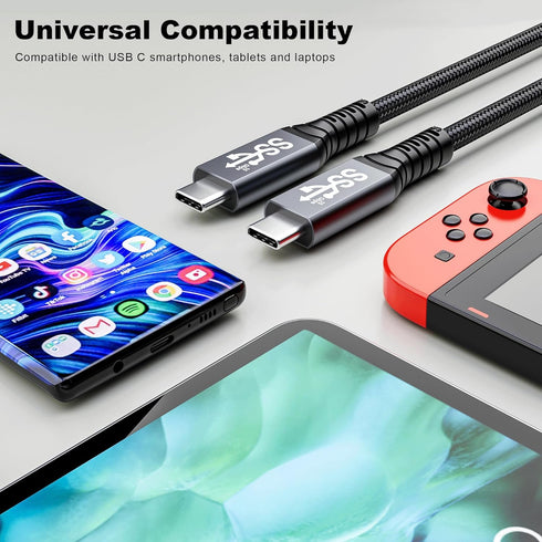 10FT USB-C 3.1 Gen 2 Cable 10Gbps Data Transfer, 60Hz Video Output, 4K Display,100W(5A),USB C Video Monitor Cable 100W PD Fast Charging Compatible...