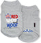 Parisian Pet Dog T-Shirt - Embroidered Red White and Woof 100% Cotton, Breathable Dog Clothes - Grey Sleeveless Pet Vest - Machine Washable Dog Sh...