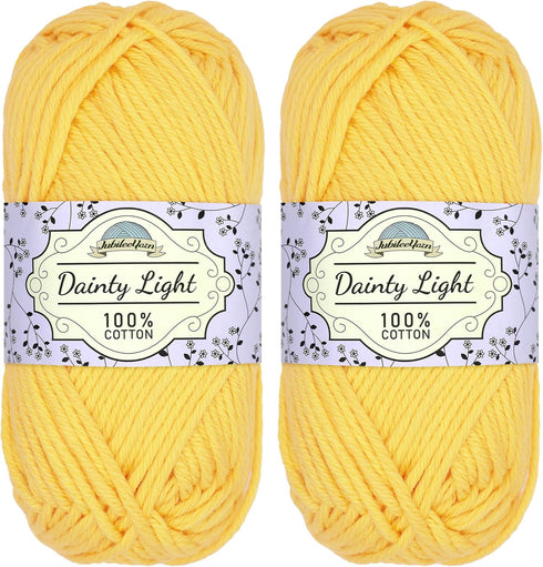 JubileeYarn Dainty Light Yarn - 100g/Skein Worsted Weight Cotton - 206 Super Sunshine - 2 Skeins...